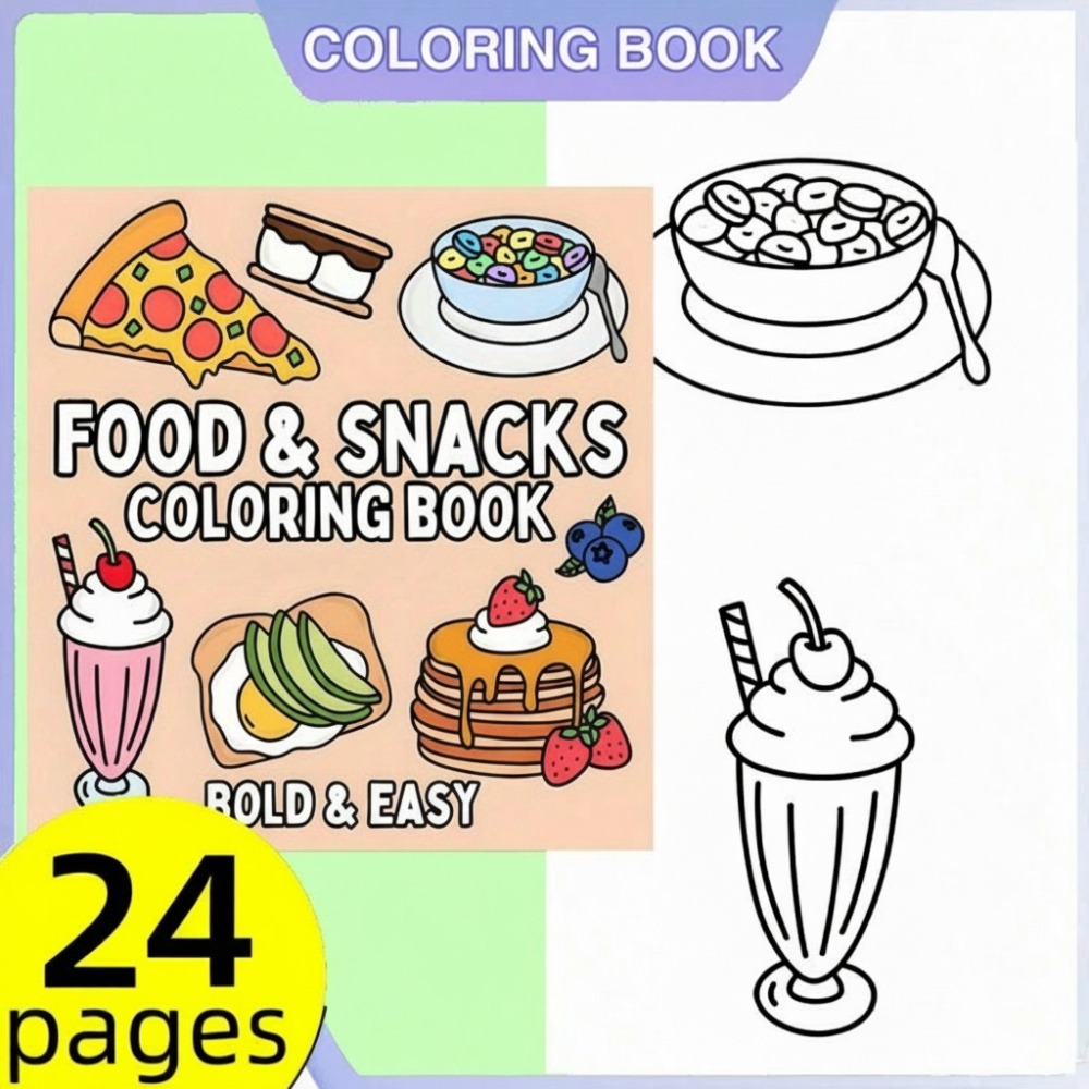 Food And Snacks Coloring Book - Food and Snacks Coloring Book Bold