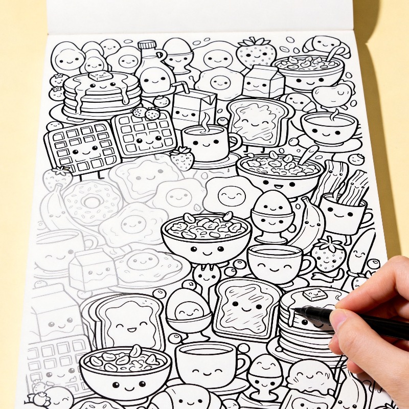 Food And Snacks Coloring Book - An Adult Decompression and Meditation Hand