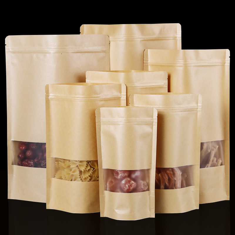 100PCS Brown Doypack Kraft Pac - огляд і ціна Food Snacks Packets