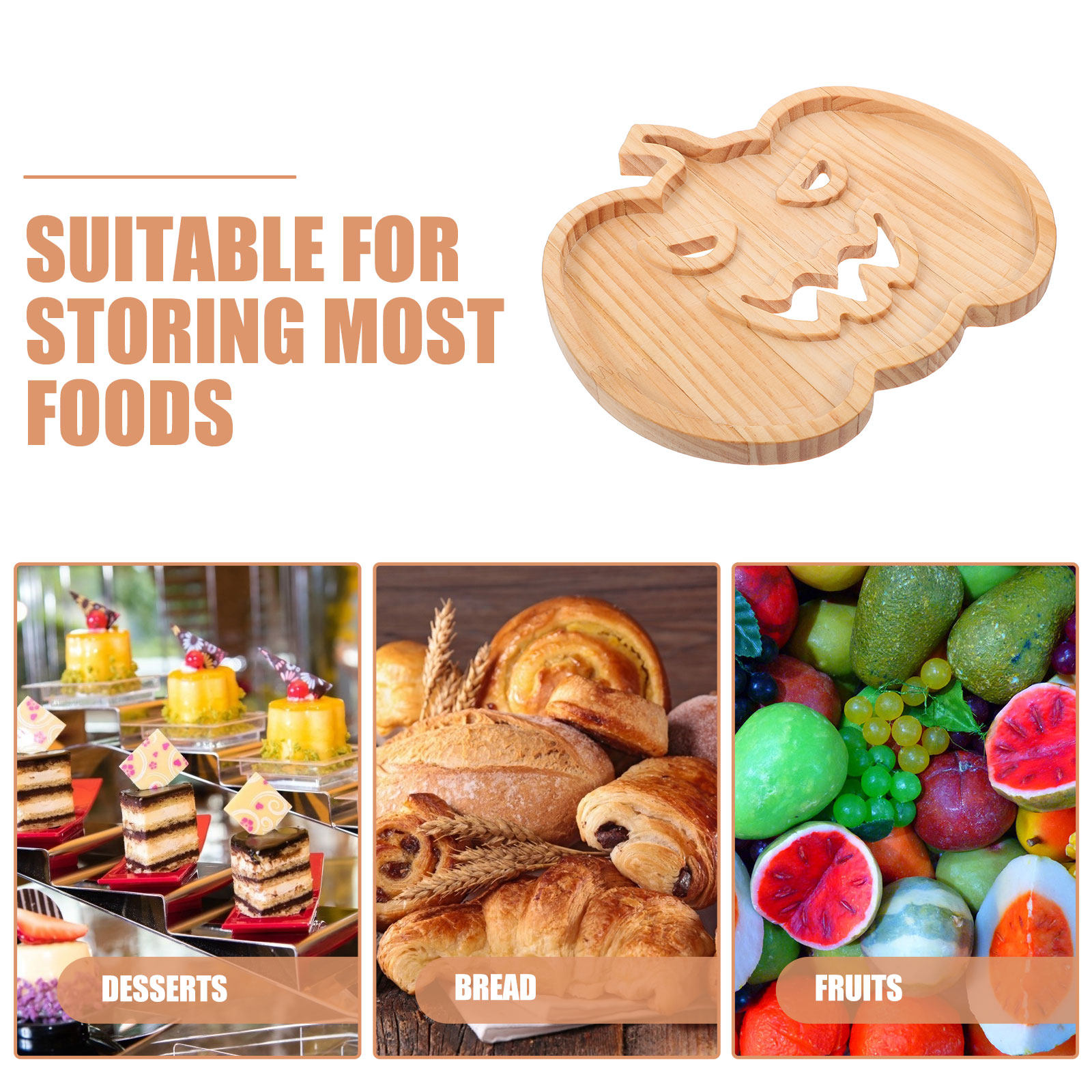 Wooden Pumpkin Serving Tray fo - огляд і ціна Food Snacks Restaurant