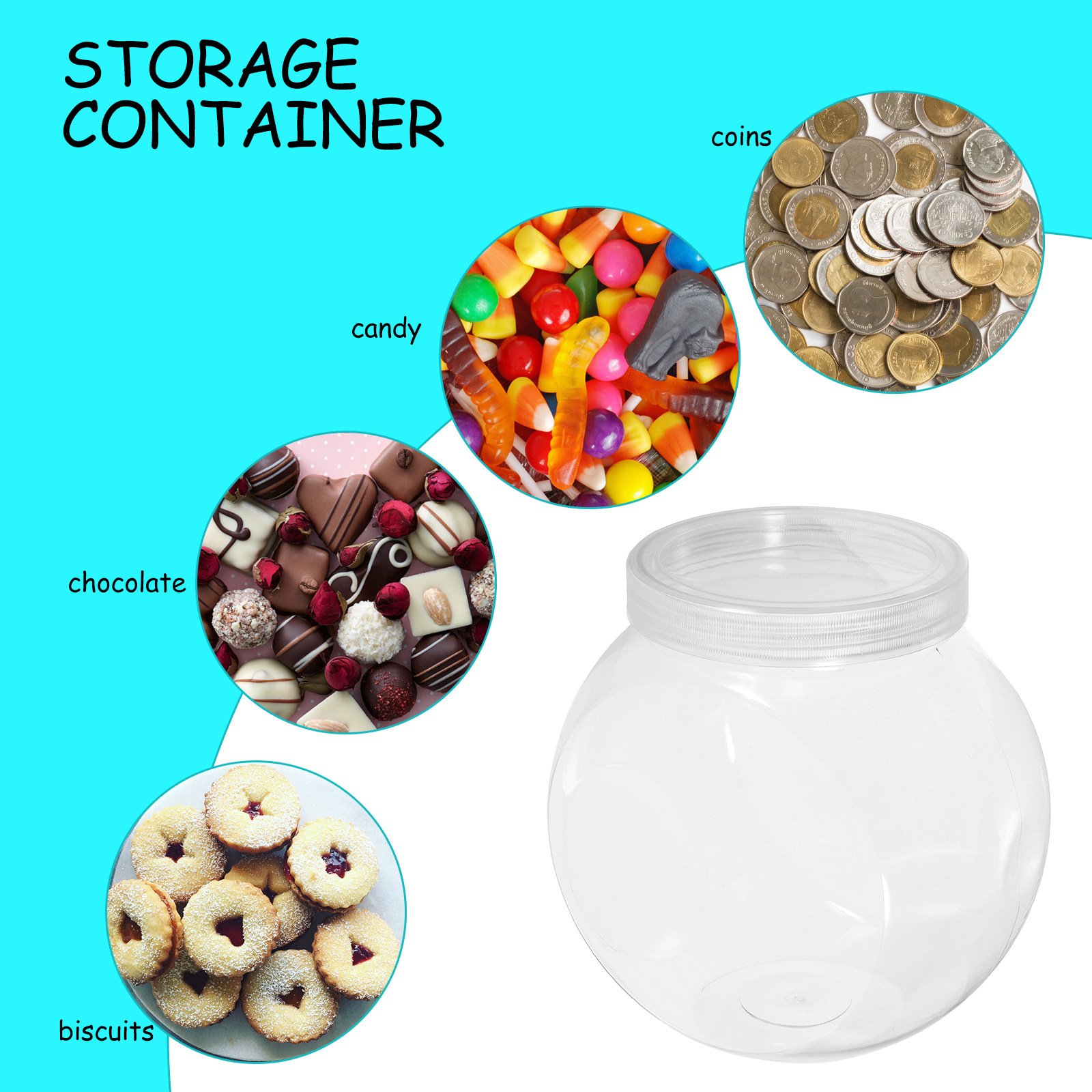 3Pcs Clear Sweet Jar 1500Ml Ro - огляд і ціна Dry Food Snacks