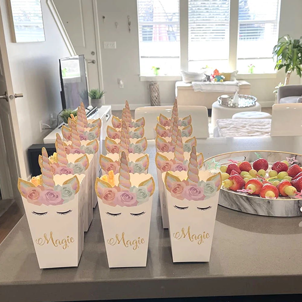 6/12pcs Unicorn Popcorn Box Un - огляд і ціна Food Snacks For Baby Shower