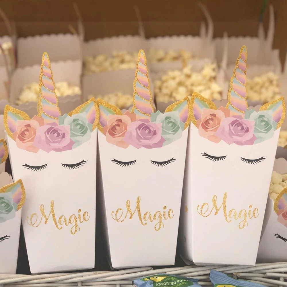 6/12pcs Unicorn Popcorn Box Un - огляд і ціна Food Snacks For Baby Shower