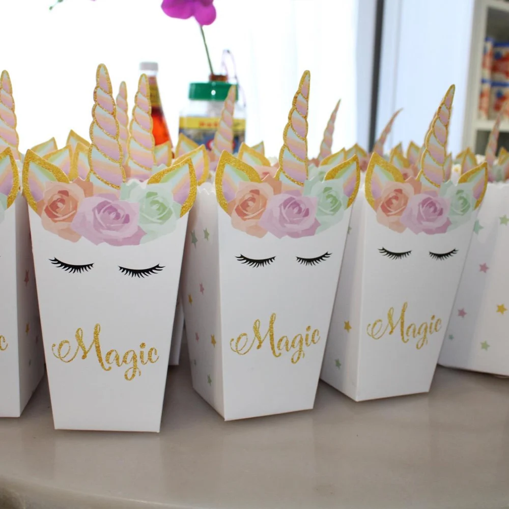 6/12pcs Unicorn Popcorn Box Un - огляд і ціна Food Snacks For Baby Shower